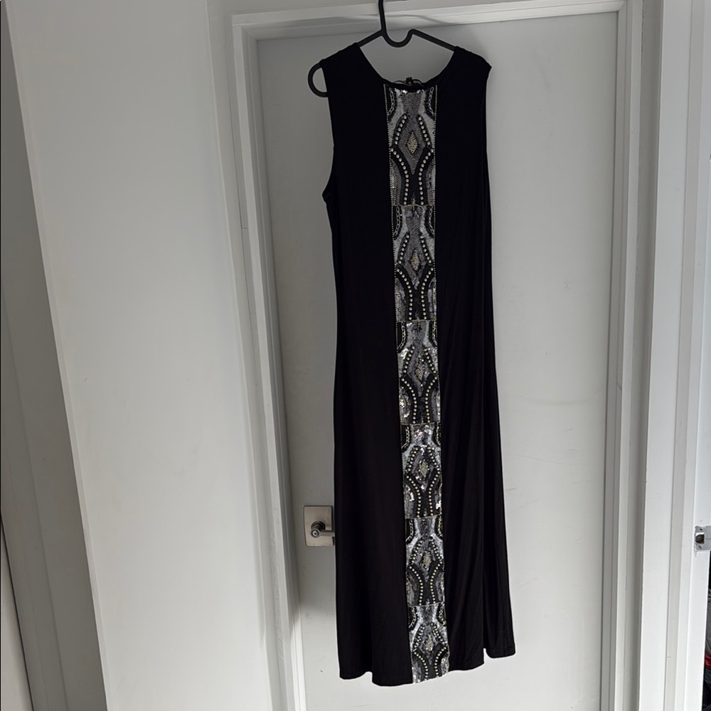 Black long vest with beading